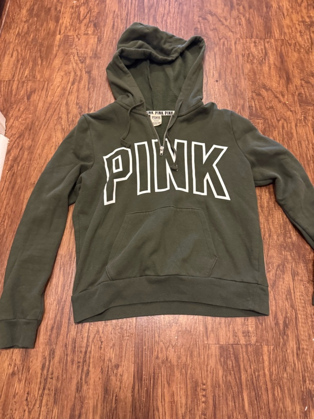 Victoria's Secret PINK Olive Green Hooded Sweatshirt